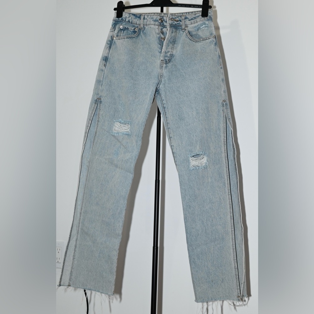 Light Blue Distressed Flare Jeans